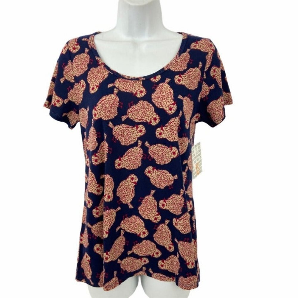 Lularoe Classic T Blue Red Bird Print XS
